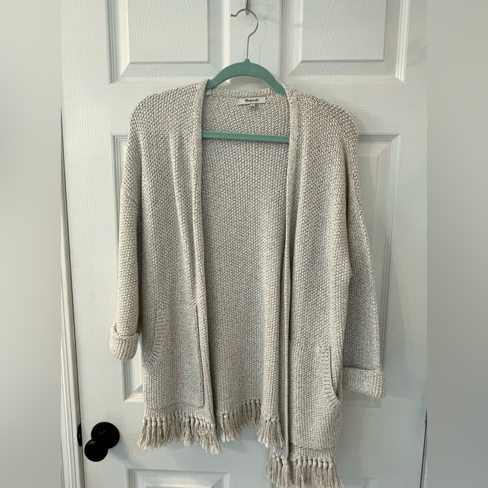 Madewell Light Gray Open-Front Sweater